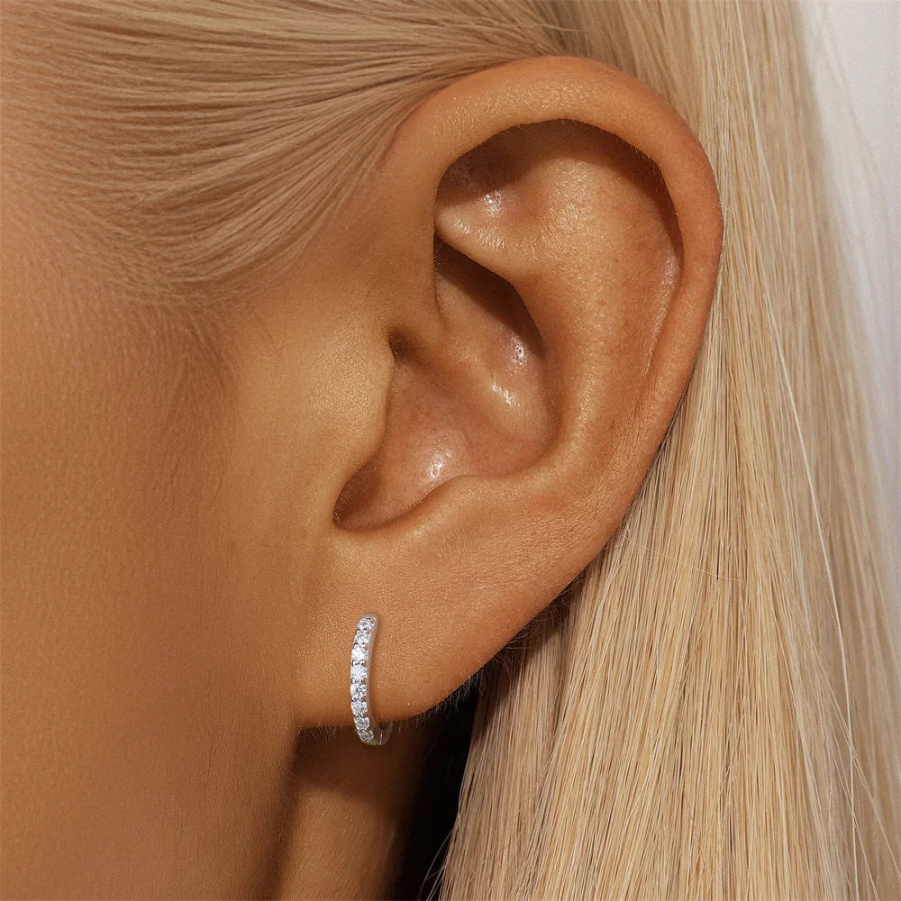 CANNER 1PC 6/7/8/9mm Moissanite 925 Sterling Silver Hoop
