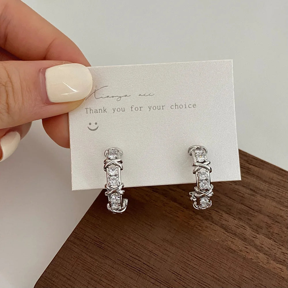 Vintage CC Design Stud Earrings for Women