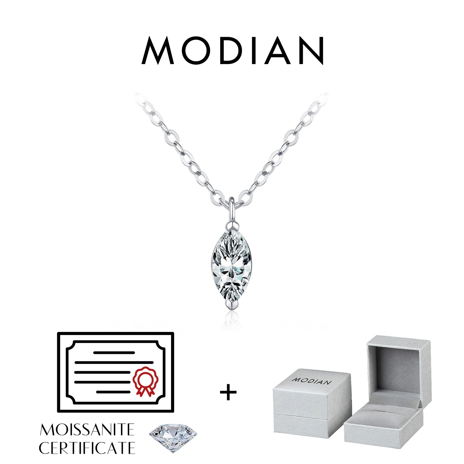 MODIAN 6 Styles D Color Geometric Moissanite Necklaces 925