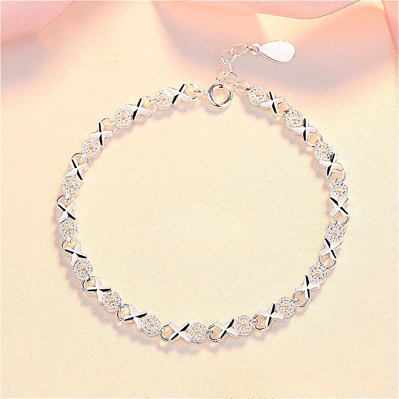 Fashion 925 Sterling Silver Bracelets for Women Simple Korean Multi Layer