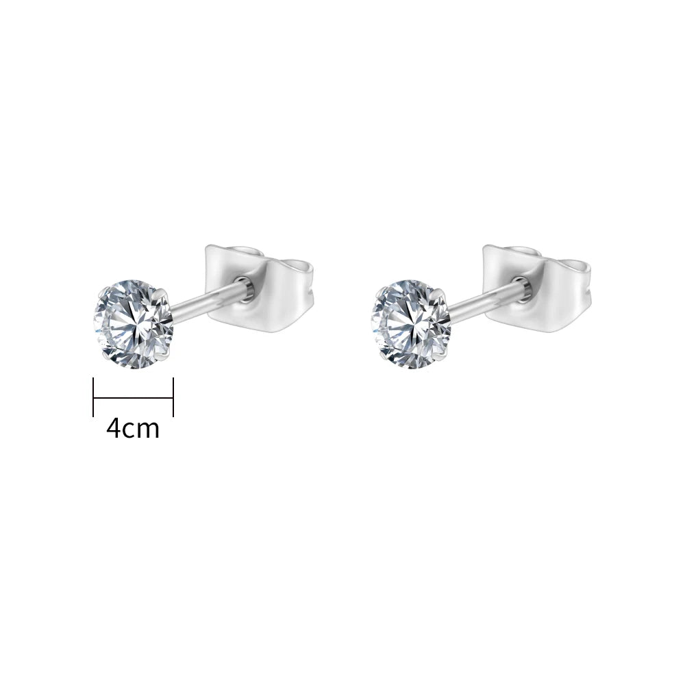 Pair Right Grand ASTM F136 Titanium 2/3/4/5mm CZ Stud Earrings 20G