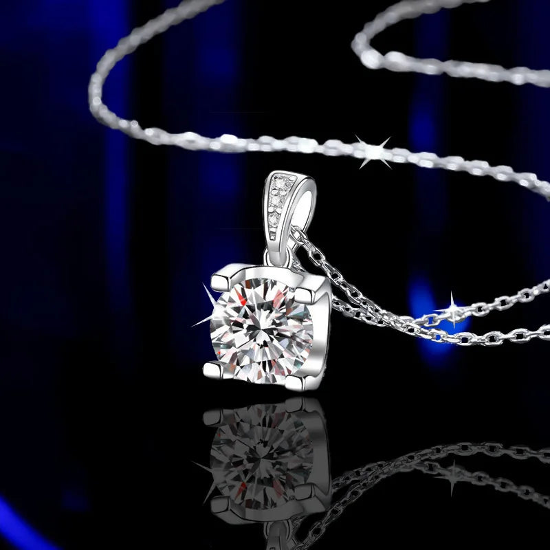 0.5-2CT D Color Moissanite Woman Pendant Sier Necklace For Women