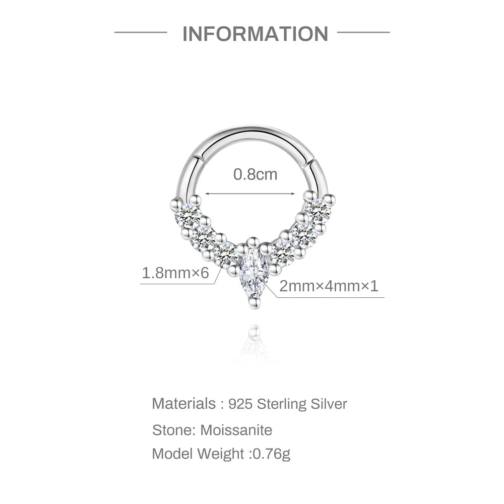 CANNER 1PC 6/7/8/9mm Moissanite 925 Sterling Silver Hoop