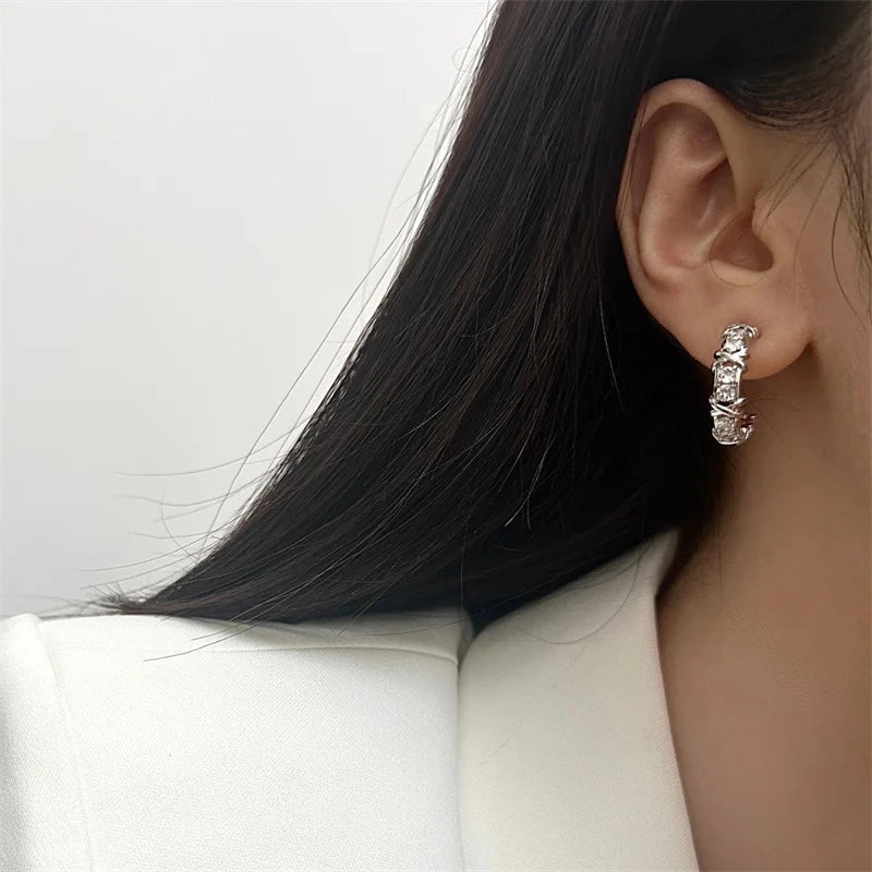 Vintage CC Design Stud Earrings for Women