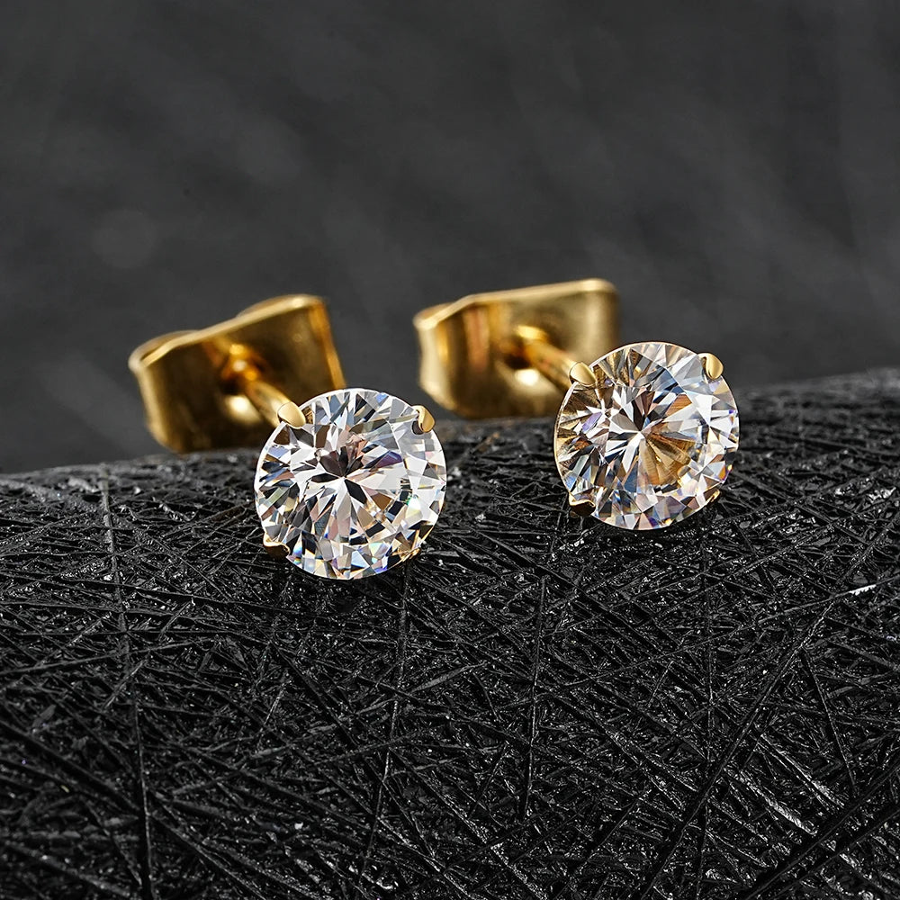 Pair Right Grand ASTM F136 Titanium 2/3/4/5mm CZ Stud Earrings 20G