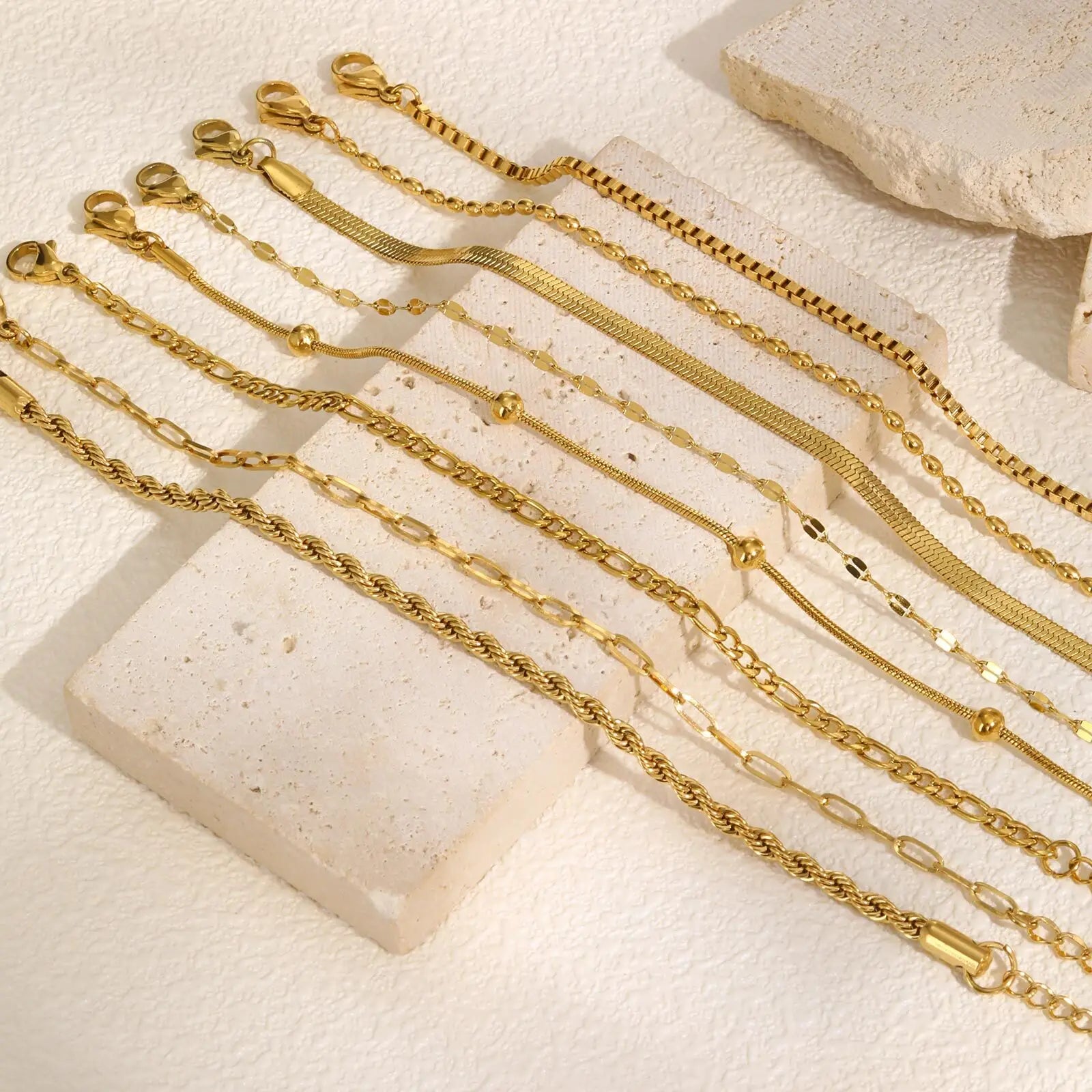 Non Tarnish Stainless Steel Bracelet Gold Plated Stackable for Women