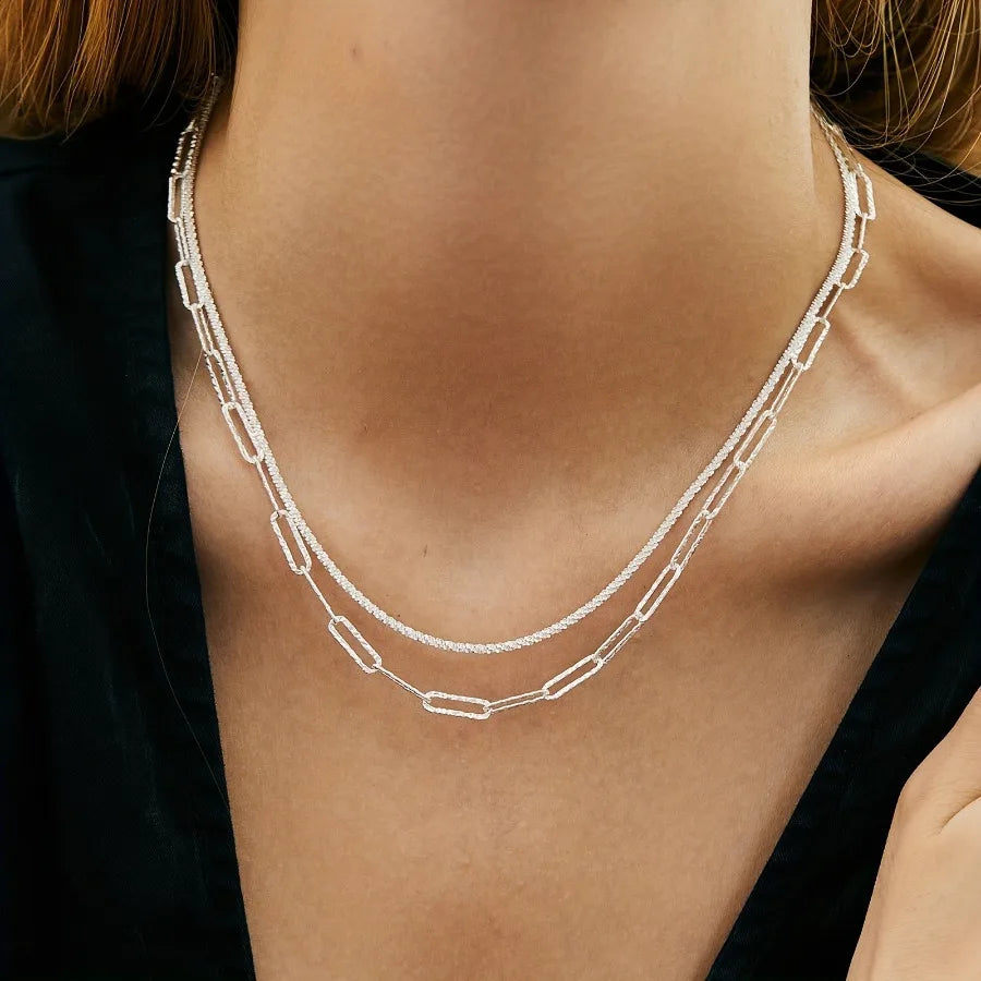 2pcs Charms 925 Sterling Silver Necklace Bracelet set for
