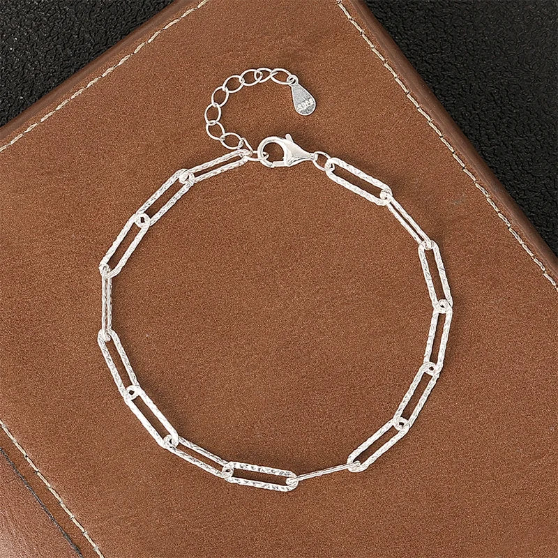 Fashion 925 Sterling Silver Bracelets for Women Simple Korean Multi Layer
