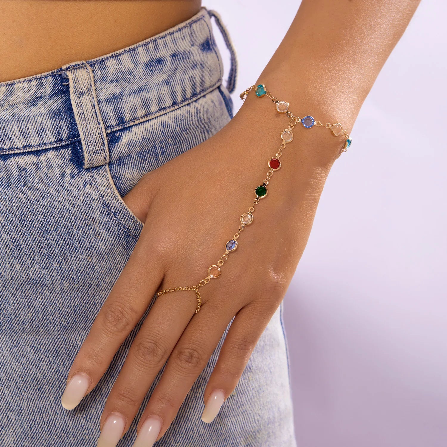 Minimalist Love Heart Imitation Pearl Colorful Rhinestone