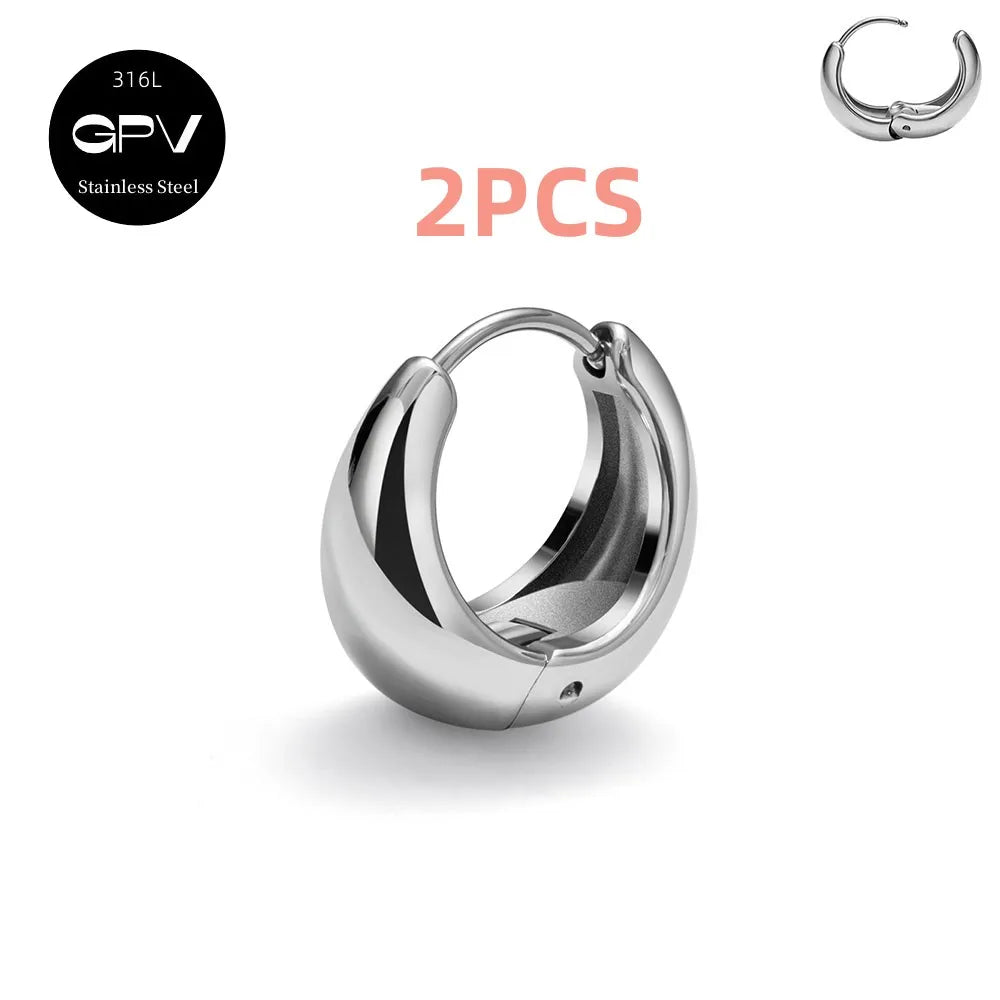 2PCS 316L Medical Stainless Steel Earrings With A Niche Design
