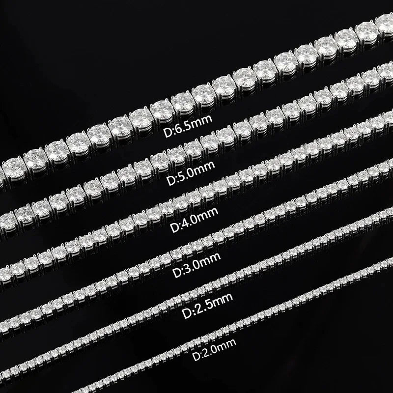New D Color Moissanite Tennis Necklace 925