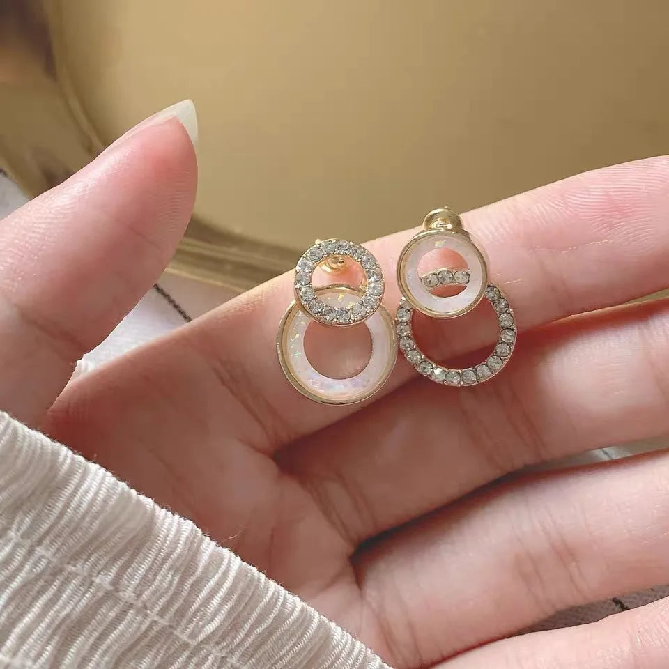 Vintage CC Design Stud Earrings for Women