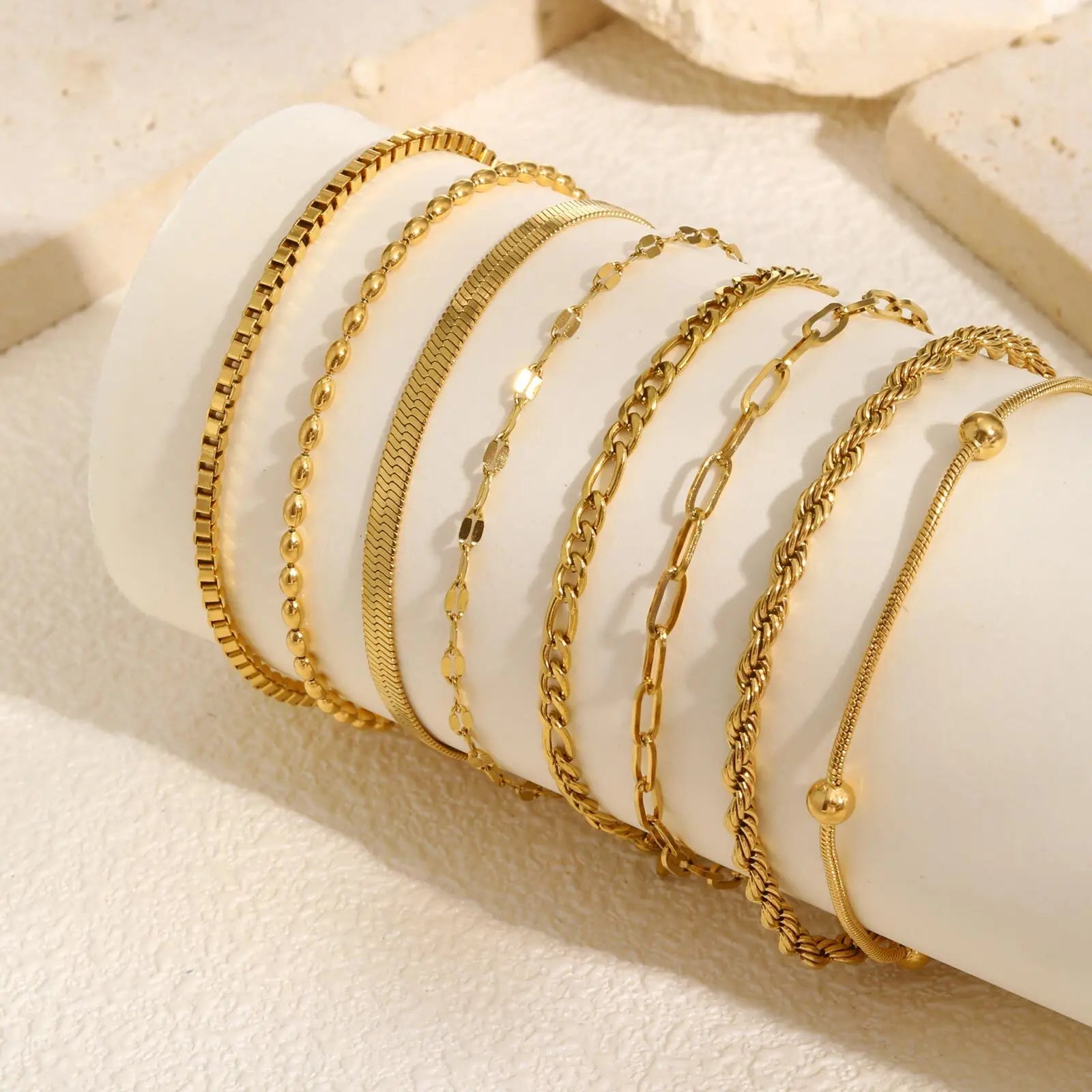 Non Tarnish Stainless Steel Bracelet Gold Plated Stackable for Women
