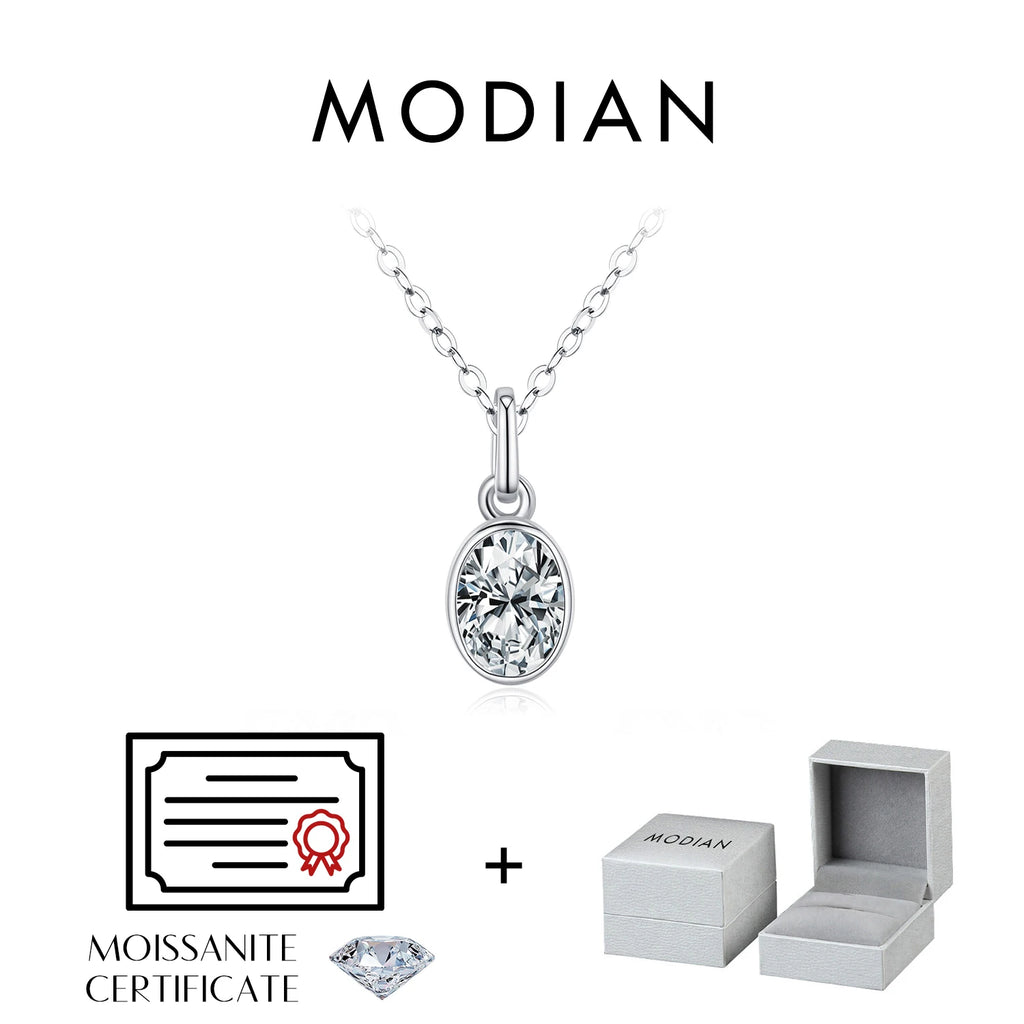 MODIAN 6 Styles D Color Geometric Moissanite Necklaces 925