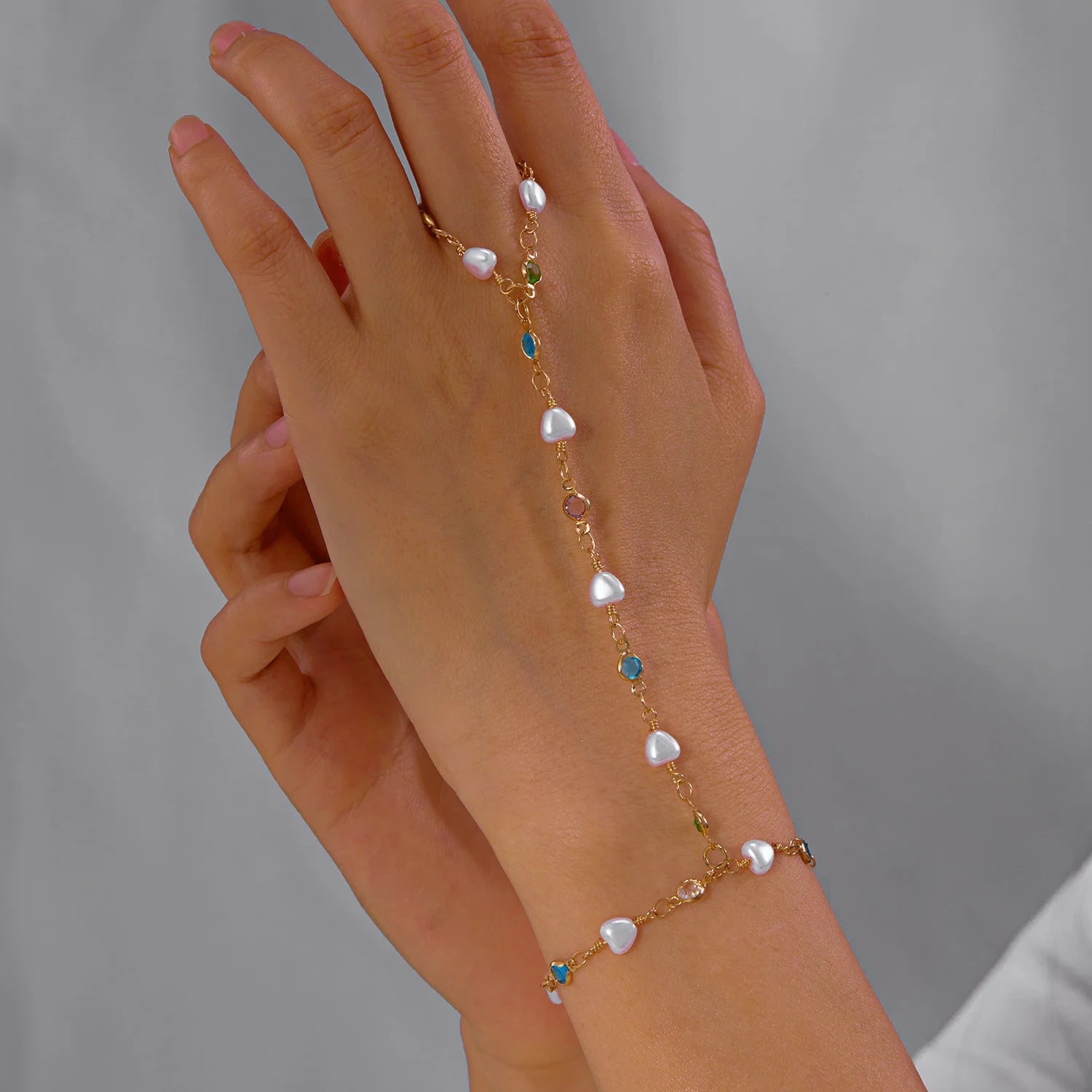 Minimalist Love Heart Imitation Pearl Colorful Rhinestone