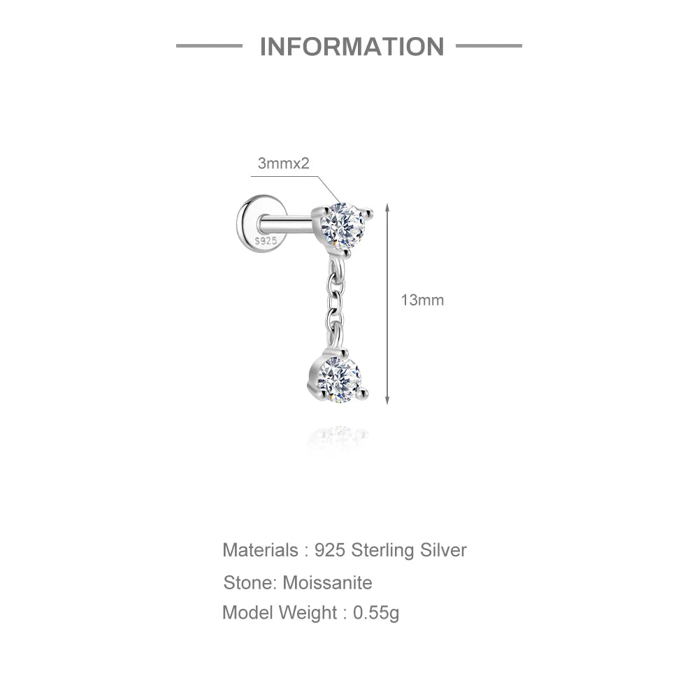 Aide Moissanite Diamond Stud Earrings for Women Orginal 925