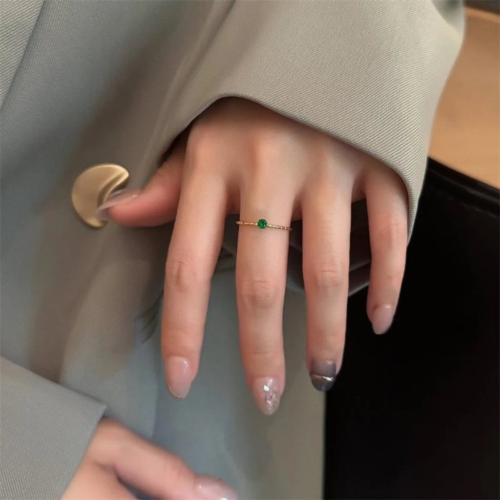 Simple Style Stainless Steel Birthstone Ring for Woman Gold Color Ring Festival