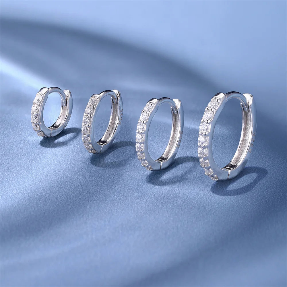 CANNER 1PC 6/7/8/9mm Moissanite 925 Sterling Silver Hoop