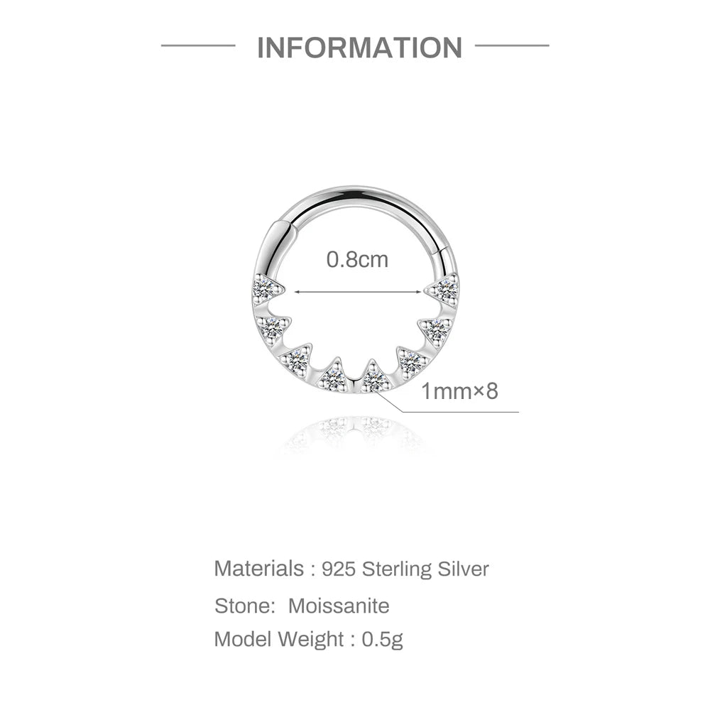 CANNER 1PC 6/7/8/9mm Moissanite 925 Sterling Silver Hoop