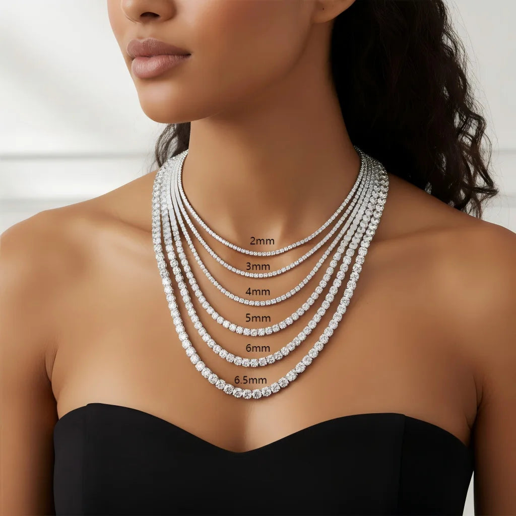 New D Color Moissanite Tennis Necklace 925 Sterling Silver Shining for Women Luxury Exquisite Jewelry Simulated Diamond Gifts