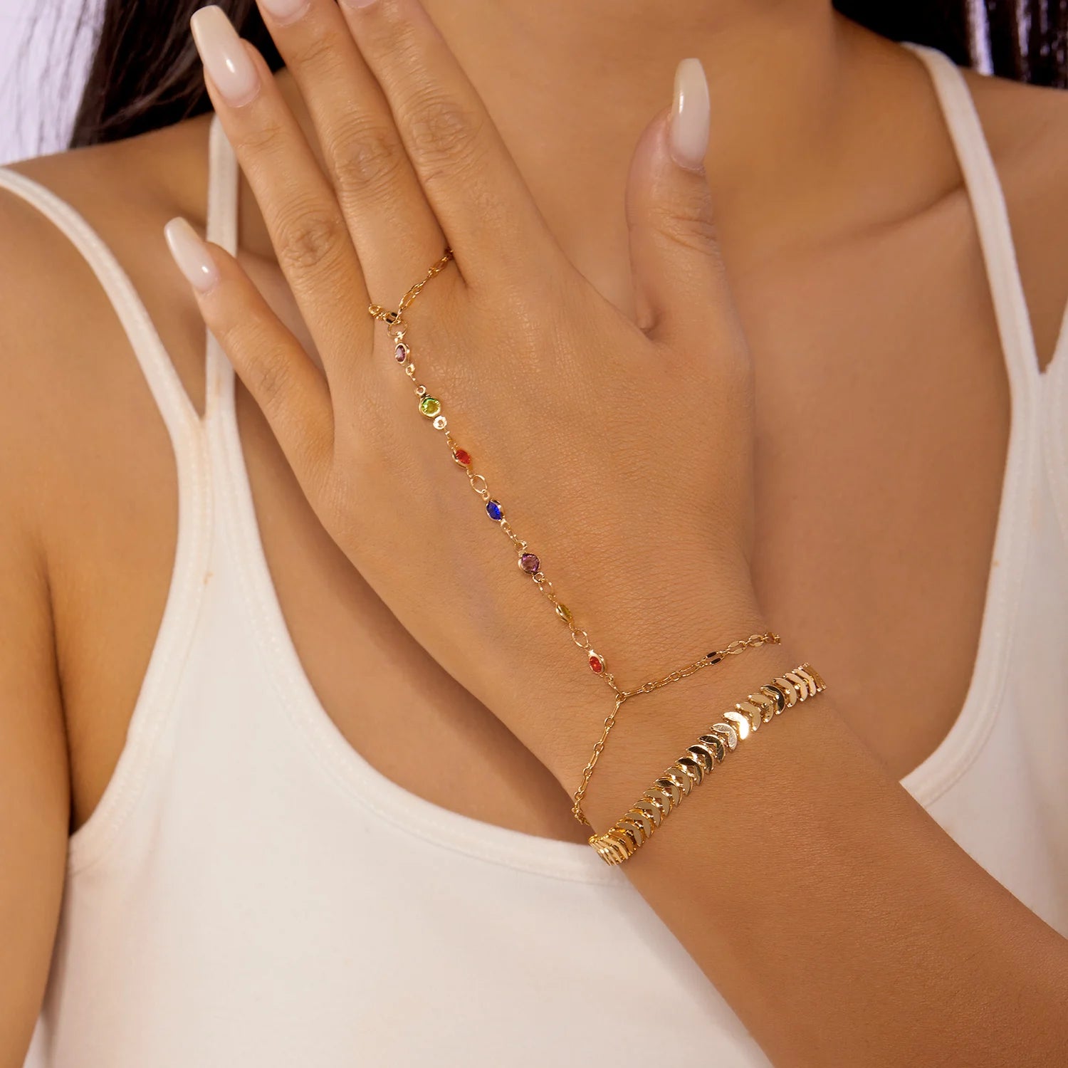 Minimalist Love Heart Imitation Pearl Colorful Rhinestone