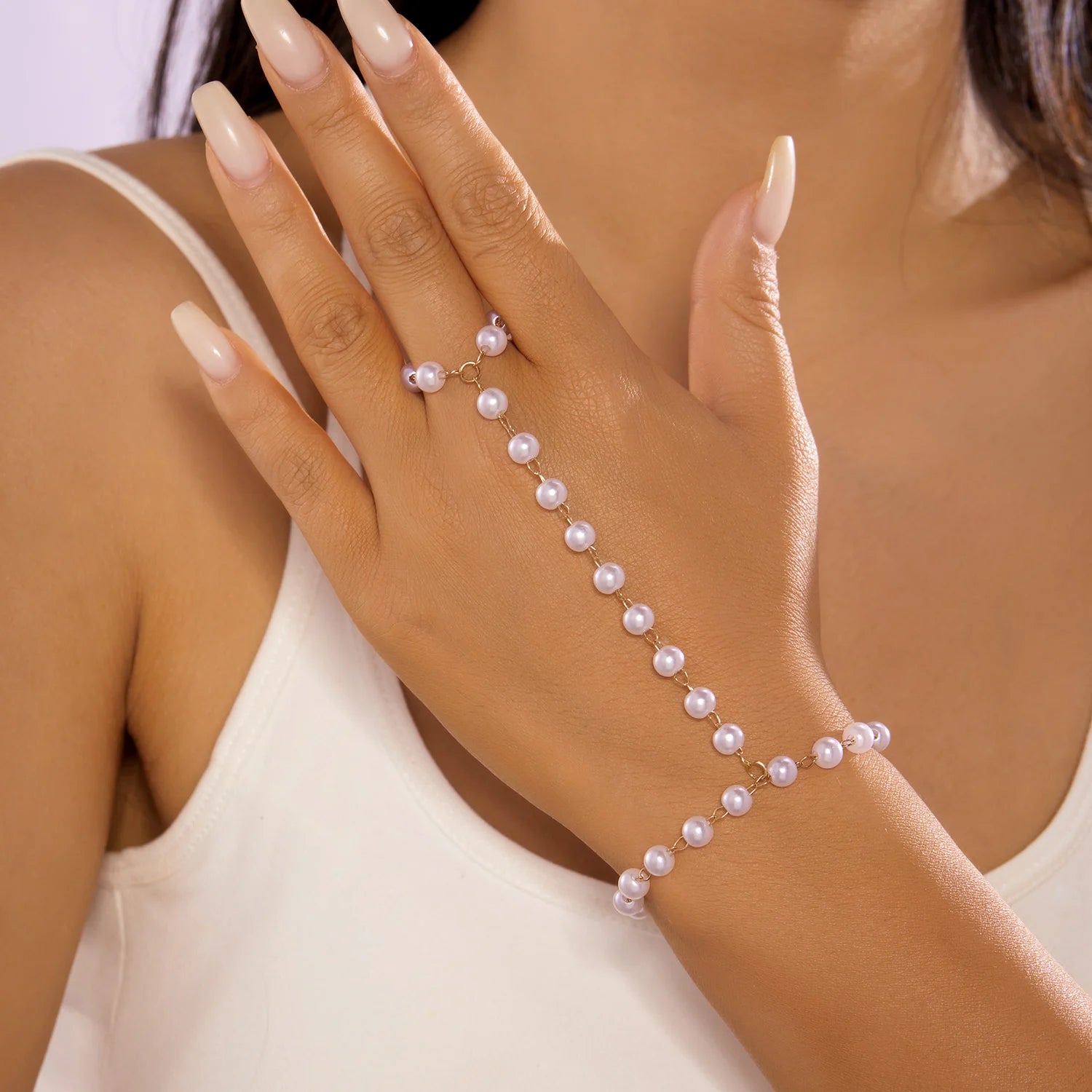 Minimalist Love Heart Imitation Pearl Colorful Rhinestone