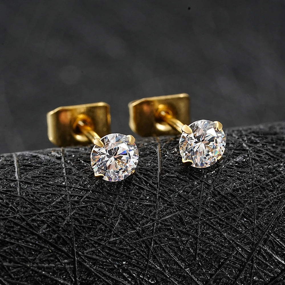 Pair Right Grand ASTM F136 Titanium 2/3/4/5mm CZ Stud Earrings 20G