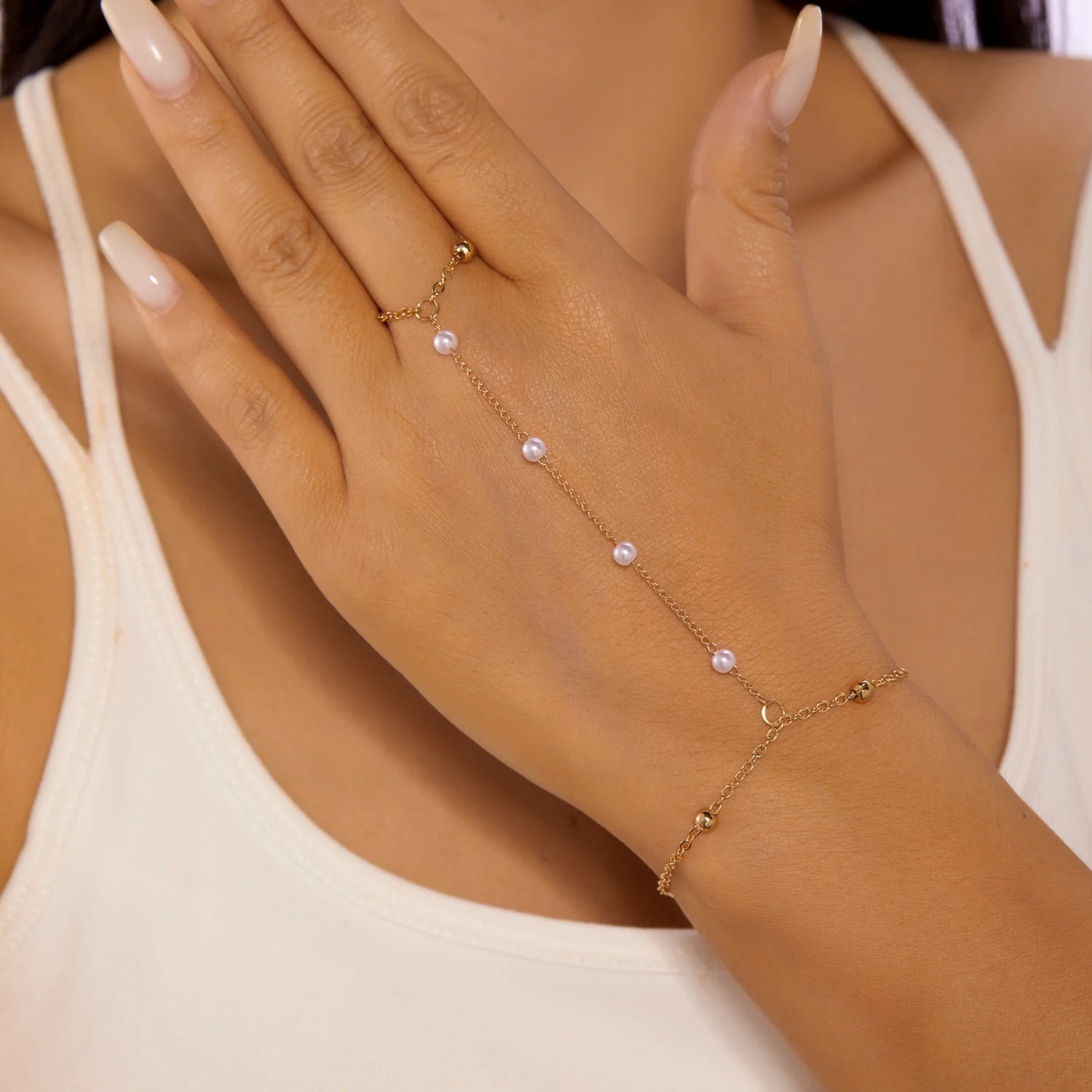 Minimalist Love Heart Imitation Pearl Colorful Rhinestone