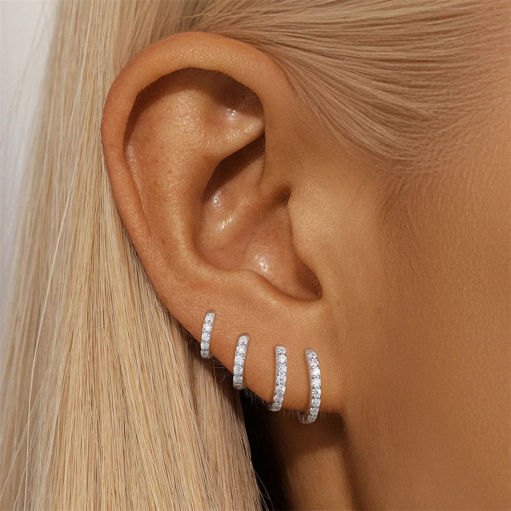 CANNER 1PC 6/7/8/9mm Moissanite 925 Sterling Silver Hoop